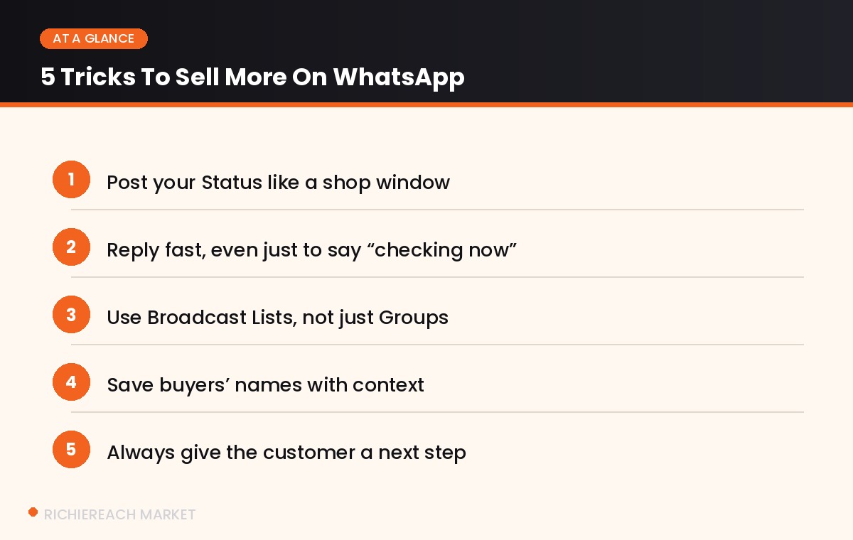 5 WhatsApp selling tricks at a glance