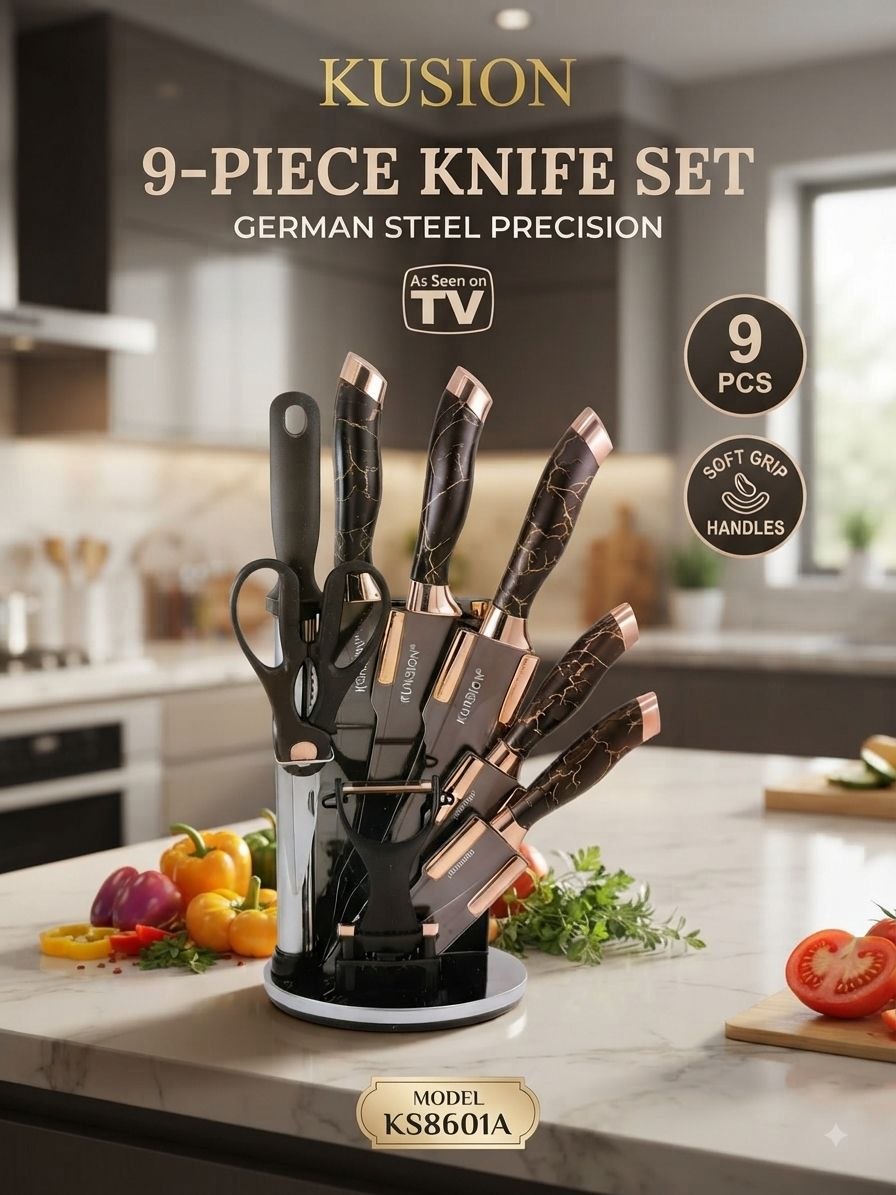 IMG_0192.jpeg 9-Piece Kitchen Knife Set with Stand - Image 1