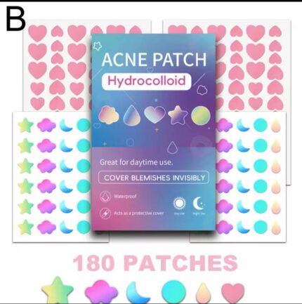 Acne Patches (180 PCS) Colorful Star & Heart Shaped Invisible Blemish Cover Skin Care Stickers
