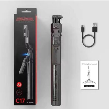 C17 AI Tracking Selfie Stick Tripod with 360° Auto-Rotation and Remote Control for Smartphones