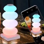 Dimmable Gourd String Table Lamp – Rainbow Macaron Night Light for Bedside