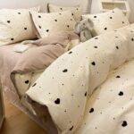 Floral Duvet Cover Set 4 Pieces – Soft Cotton Bedding Set with Sheet & 2 Pillowcases, Big Leaves Design