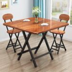 Folding Table and Chairs Set – Portable Square Dining Table Space Heavy Table for Table table Small flat (Optional 1 Chair, 2Chairs, 4Chairs)