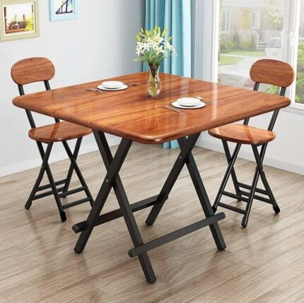 Folding Table and Chairs Set – Portable Square Dining Table Space Heavy Table for Table table Small flat (Optional 1 Chair, 2Chairs, 4Chairs)