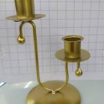 Metal Two-Cup Candle Holder for Table Centerpiece, Mantel & Dining Home Decor