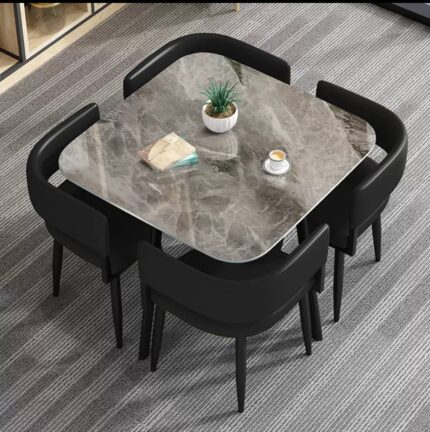 Modern Stone Dining Table and Chairs Set (4 Seater) for Home & Hotel Use