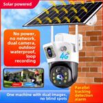 Outdoor Solar Powered 4G Wireless Security Camera – Double Lens, Waterproof, Full Color HD
