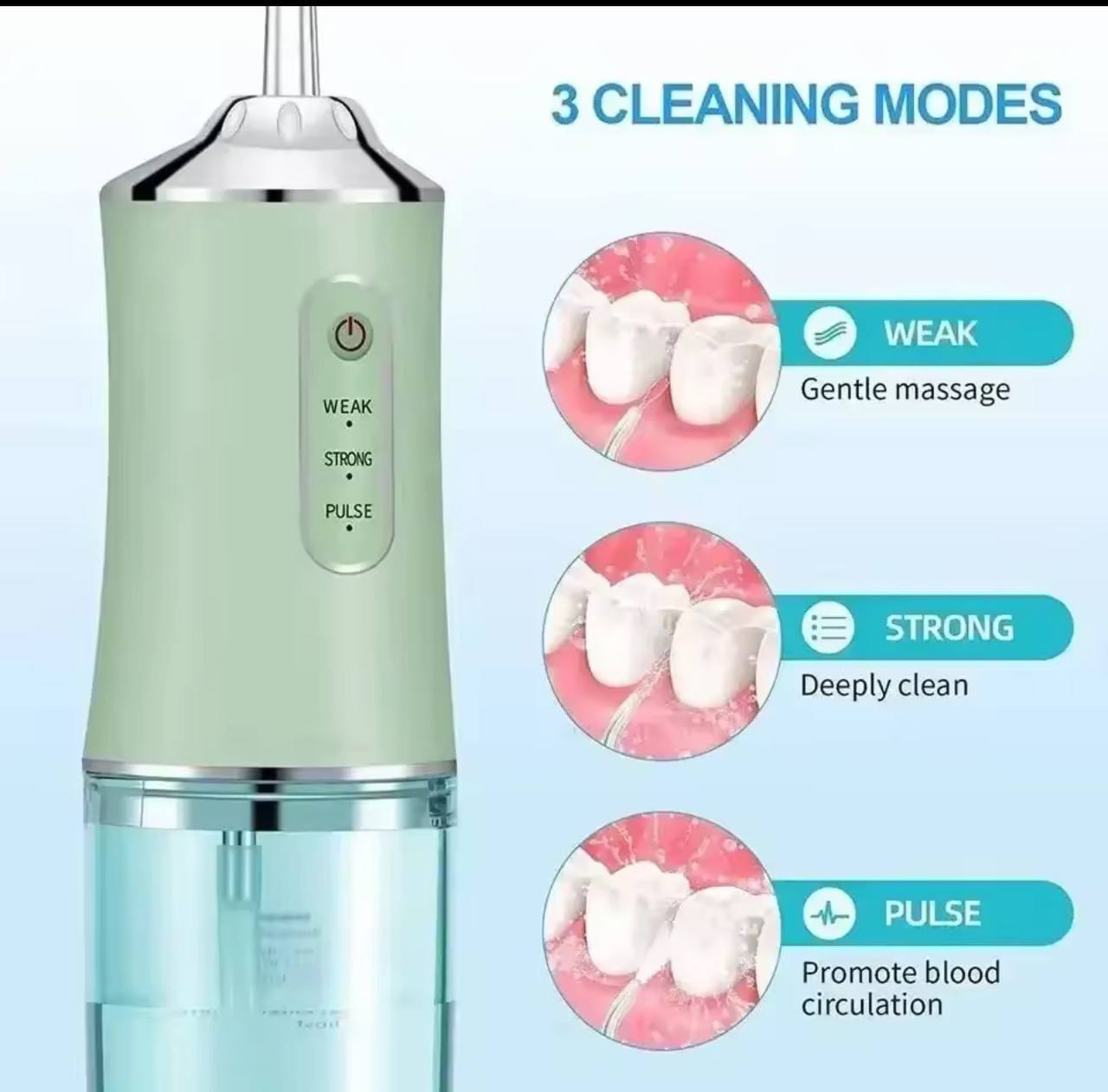 Portable Oral Irrigator Dental Water Jet – USB Rechargeable, 3 Modes, 4 Jet Tips for Teeth Cleaning Portable Oral Irrigator Dental Water Jet – USB Rechargeable, 3 Modes, 4 Jet Tips for Teeth Cleaning