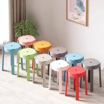 Round Bar Foot Stool – Portable Folding Ergonomic Entryway Stool for Small Living Spaces, Space-Saving Furniture for Room Entry