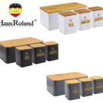 Vintage Metal Food Storage Canisters, 4-Piece Set for Coffee, Sugar, Tea & Bread