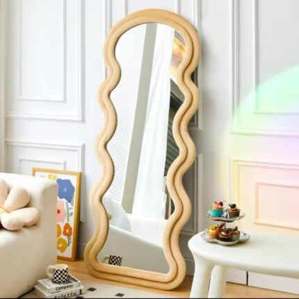 Wave Full-Length Floor Mirror, European Korean Cream Ins Style Dressing Fitting Mirror - 160x60cm